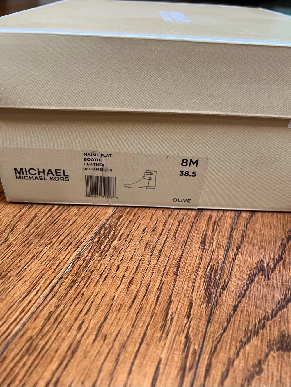 Michael Kors Olive Suede Ankle Boots with Black Straps & Gold Buttons